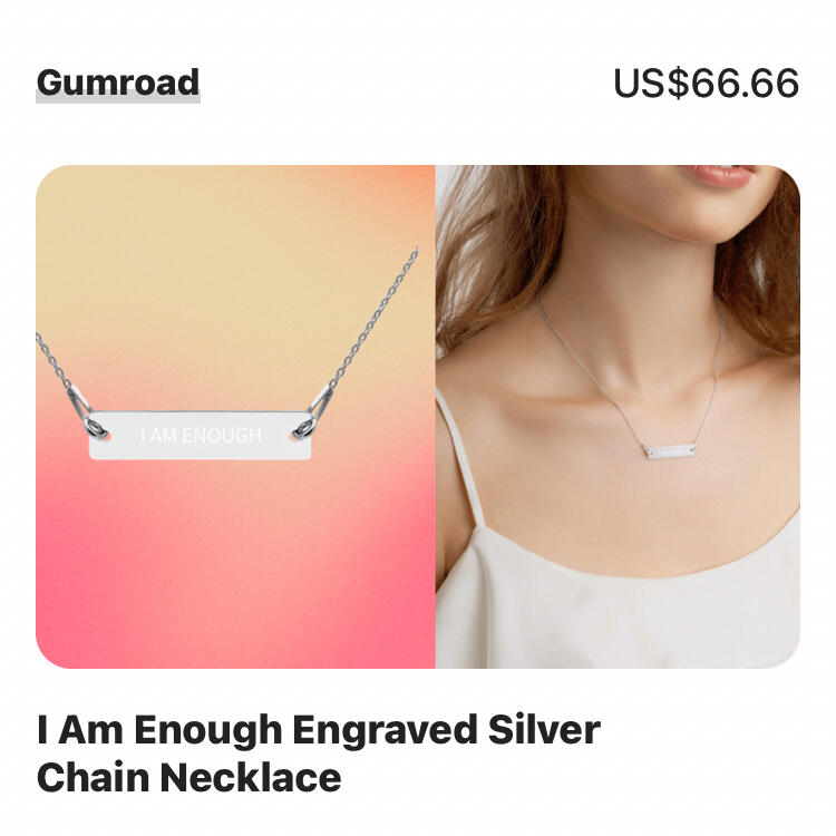 I Am Enough Engraved Silver Chain Necklace